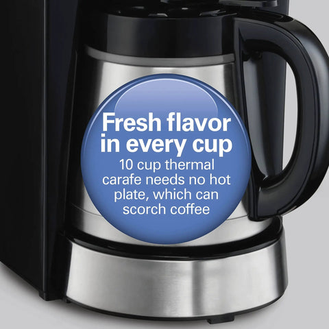 Programmable Coffee Maker With 10 Cup Thermal Carafe, 3 Brew Options, Auto Shutoff And Pause Pour, Stainless Steel Design