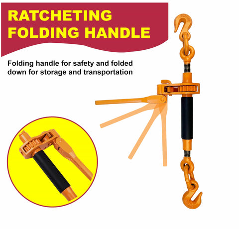 Heavy Duty Ratchet Binder 4 Pack Folding Handle Load Binder For 5/16 And 3/8 Grade 70 Chain, 7100 Lbs Working Load Limit