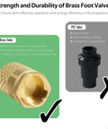 Comparison of 2 Inch Brass Foot Valve With Mesh Strainer And Backflow Prevention and PVC valve, highlighting brass durability.
