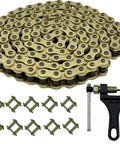 428H 120 Link Gold Motorcycle Chain with Master Link and Breaker Kit for heavy duty performance on mini bikes, dirt bikes, go karts, and ATVs