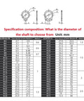 Heavy Duty M3 To M8 C-Type Shaft Retaining Ring Circlip Snap Lock size specifications table with diameter and thickness details.
