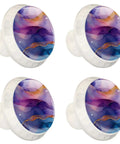 4 Piece Round Cabinet Knobs Rustic Dresser Hardware With Crystal Glass Surface And 3D Fluid Pattern, four knobs shown