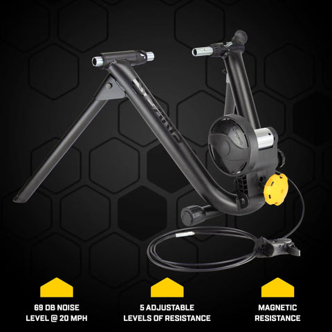 Magnetic Plus Indoor Bike Trainer With Wheel On Setup And Quiet Fluid Resistance For Realistic Rides No Wheel Removal Needed