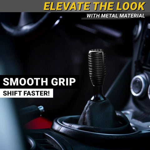 Interior view with Real Carbon Fiber Shift Knob Upgrade With 4 Metal Adapters For 4 5 6 Speed Manual And Buttonless Automatic Transmissions