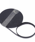Heavy Duty GT2 Steel Core PU Timing Belt For 3D Printers Built Like A Tank Zero Flex Open Design in black, displayed coiled and flat.