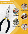 5 Pack Mini Precision Needle Nose Pliers Set With Wire Cutter, Spring Loaded, Black Finish, for electronics, jewelry, DIY, and crafts