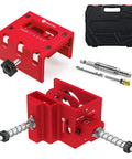 Heavy Duty 6061 Aluminum Door Lock Installation Kit With Router Compatible Door Latch Mortise Tool Jig Set, red precision drilling jigs with accessories.