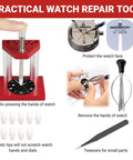 Pro Watch Repair Tool Kit With Hand Removal And Hand Press DIY Watchmaker Essentials, includes hand remover, hand press, tools.