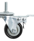 Heavy Duty Workhorse 2 Inch Threaded Swivel Casters With Brakes Set Of 4 For Wire Shelving Units close-up on one caster