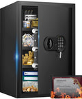 Beefy Extra Large Home Safe With Digital Keypad 5 Cu Ft Capacity Tall 23.6 Inch Safe Box Fireproof Waterproof Document Bag open showing contents