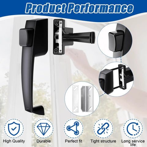 Two Pack Storm And Screen Door Push Button Latch Set For 5/8 To 1-1/4 Inch Thick Doors, aluminum black finish, installation demonstration