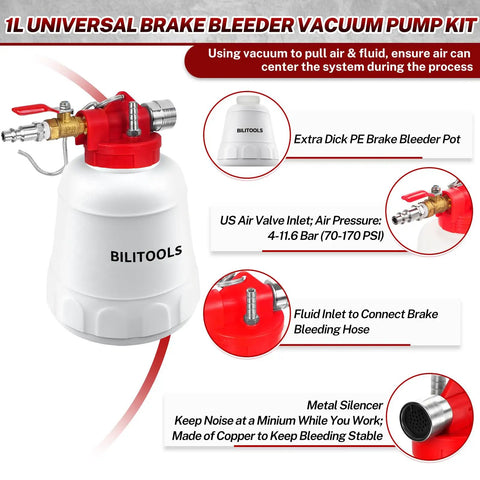 One Person Brake Bleeder Vacuum Pump Kit for Cars and Trucks with Adapters Air Compressor Powered Brake Fluid Bleeder System