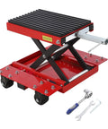 Beefy 1200 Lbs Motorcycle Lift Jack With Wheels For Dirt Bikes Street Bikes Cruisers And ATVs Wide Deck Thick Rubber Pad