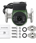 Badgeass Heavy Duty Hot Water Circulator Pump Compatible With 008 Sf6 Models For Hydronic Heating Systems Stainless Steel 115 Volt Replacement with accessories.