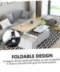 Heavy Duty Coffee Table Lifting Frame With Retractable Hydraulic Lifter Space Saving Rack, foldable design in a living room setting.