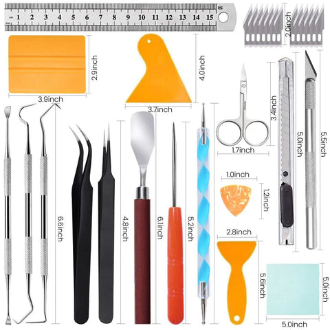 Image of 35-Piece All-In-One Weeding Tools Kit For Vinyl And Scrapbooking, featuring various precision craft tools and accessories.