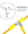 100 Pack Yellow Insulated Female Spade Connectors Kit For 12-10 AWG Wire One Quarter Inch Quick Disconnects close-up view
