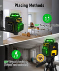 360 Degree Self Leveling Laser Level With 12 Lines And 3D Self Leveling Tech on stand and bracket, indoors view