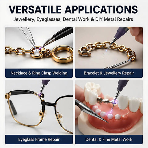 Jewelry Spot Welder With Pulse Sparkle Technology Pro Grade Portable Soldering Machine for versatile applications including necklace repair.
