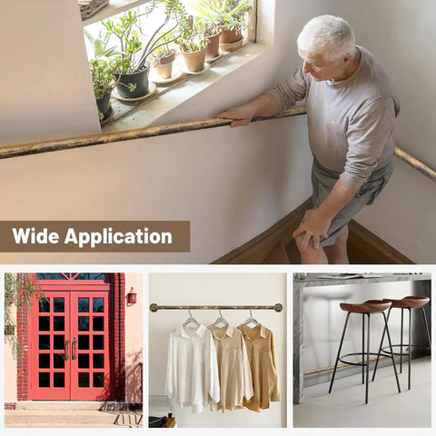 Heavy Duty Industrial Staircase Handrails 3 Ft Galvanized Pipe installed on indoor stairs for secure grip and safety.