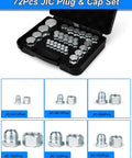 72Pcs JIC Plug And Cap Kit 37 Degree Flare Fittings Set for Hydraulic Hose and Pipe End Protection, Industrial Repair Sizes