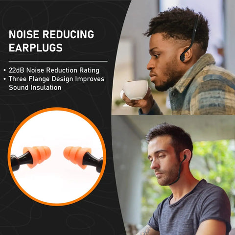 Two Banded Ear Plugs with Replacement Pods for Noise Reduction and Hearing Protection great for shooting, mowing, and more