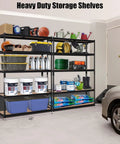 Heavy Duty Five Tier Metal Shelving Unit 48 By 24 By 72 Inches Industrial Storage Rack filled with organized tools and supplies.