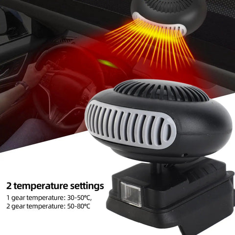 Kick Some Serious Heat Without The Cord Drag 18V Battery Powered Portable Space Heater 170W dual temperature settings in a vehicle.