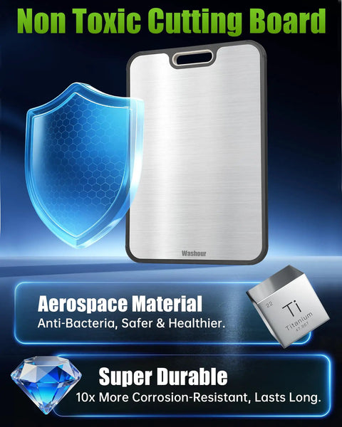 Two In One Titanium Cutting Board For Kitchen with aerospace material and non toxic, corrosion-resistant surface