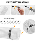 Beefy Heavy Duty Two And A Half Inch Clear PVC Dust Collection Hose 30 Feet With Clamps installation guide with 8 clamps