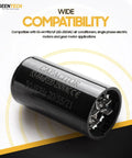 Universal Fit 53 64 uF Motor Start Capacitor 220 250V AC 50 60 Hz Round CD60 product display with compatibility text