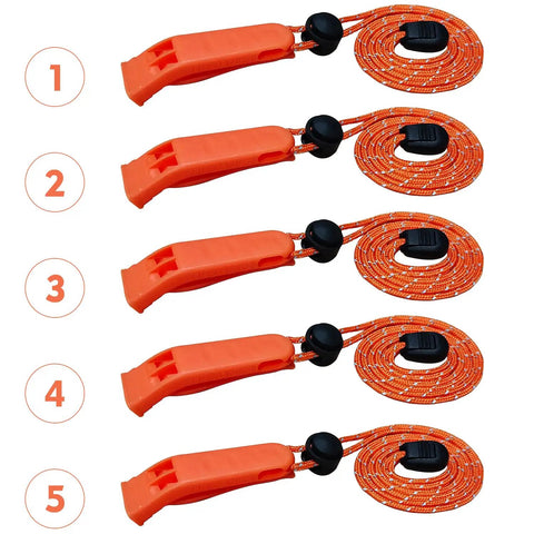 Ultra Loud Emergency Whistle 120dB Survival Signaling Whistle for Camping Hiking Boating Fishing Lifeguard Five Pack