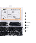 Your New Go To Weekend Warrior Screw Assortment Kit With 170 Phillips Flat Head Black Wood Screws Multi Size For Furniture Assembly And Gotta Get It Done Fixes in organized container.