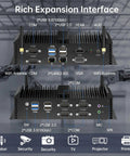 Rich expansion interface showing ports and connections for Beat The Heat Industrial Fanless Mini PC with Intel Core i3 8130U.