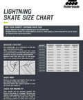Lightning Men's Urban Inline Skates size chart for city cruising and commuting, black lime, supportive build with sublimated liner.