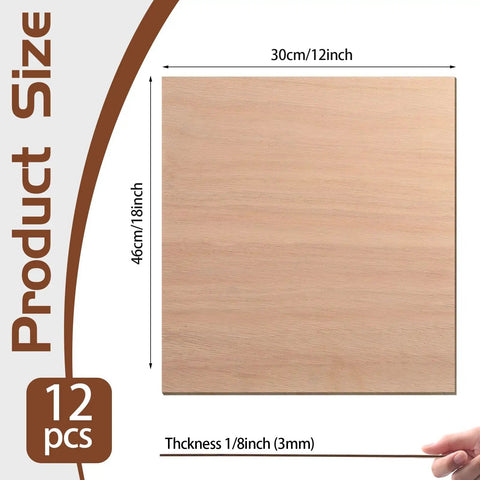 Solid Choice Mahogany Plywood Sheets 12 Pack 12 X 18 X One Eighth Inch flat wood panel with smooth surface for laser engraving.