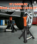 Heavy Duty 3 Ton Jack Stands For SUVs And Cars, Extra Tall Adjustable Height 13.39 To 21.06 Inches, 6,600 Lbs Capacity installed