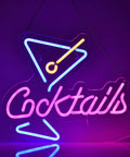 Lit Neon Sign Cocktails For Home Bar And Man Cave Led Dimmable Lights 15x13 Inch USB Cable 70 Inches Flexible Silicone
