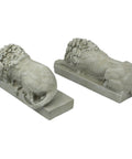 Back view of Vatican Lions Statue Replica For Home Decor And Spiritual Collectors, handcrafted resin sculpture set on display