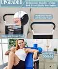 Adjustable Bed Rail For Seniors With No Tool Assembly featuring ergonomic handle and storage pouch, supports 300 lbs.
