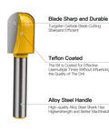 Carbide Router Bits Set With Double Flute Core Box And Round Nose For Woodworking, 1/4 Inch Shank, cutting bit close-up view
