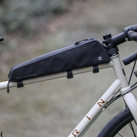 Extra Long 1.6L Top Tube Bag With Strap Mount, Waterproof Frame Bag For MTB Road And Gravel Bikes on bike frame