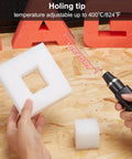 2 In 1 Electric Foam Cutter Pen Kit With Heated Wire And U Shape Tip Styrofoam Carving Knife cutting foam blocks on wood surface
