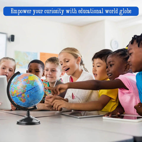 Hands On 6 Inch World Globe For Kids With Stand Interactive 360 Degree Earth Globe For Classroom learning fun with students