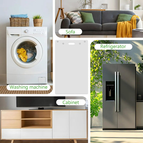 Large Appliance Slider With Pull Straps For Easy Moves Heavy Duty Furniture Sliders image with washing machine, sofa, refrigerator, and cabinet