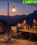 Adjustable Telescopic Lantern Tripod Stand For Camping And Outdoors, Height Range 28.5 Inches To 82.7 Inches in campsite scene