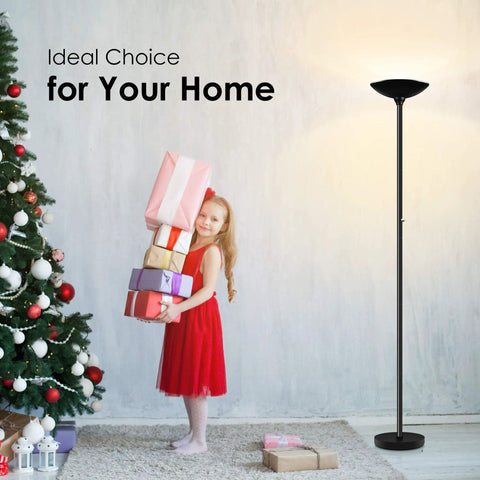 Torchiere LED Floor Lamp 70 Inch Tall Stepless Dimmable Pole Lamp With 3600 Lumens At 3000K Warm Light Rotary Dial Switch Metal