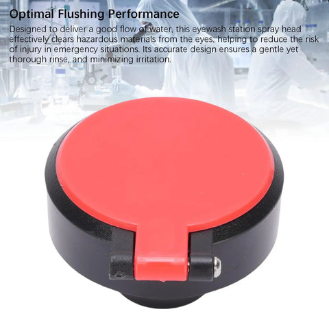 Replacement Eye Wash Spray Head With 14mm Thread for Emergency Eye Wash Stations, close-up of red and black nozzle