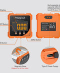 Top Notch Rechargeable Digital Angle Finder With Twin Laser Alignment And Rock Solid Magnetic Base For Carpenters and DIY Hustlers Demanding Dead On Precision On Every Tight Job Site, featuring LCD and magnetic base.