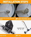 Installation steps for 18 Inch Magnetic Sweeper With 26 Lbs Pull Rolling Wheels And Telescoping Extension Handle showing assembly process